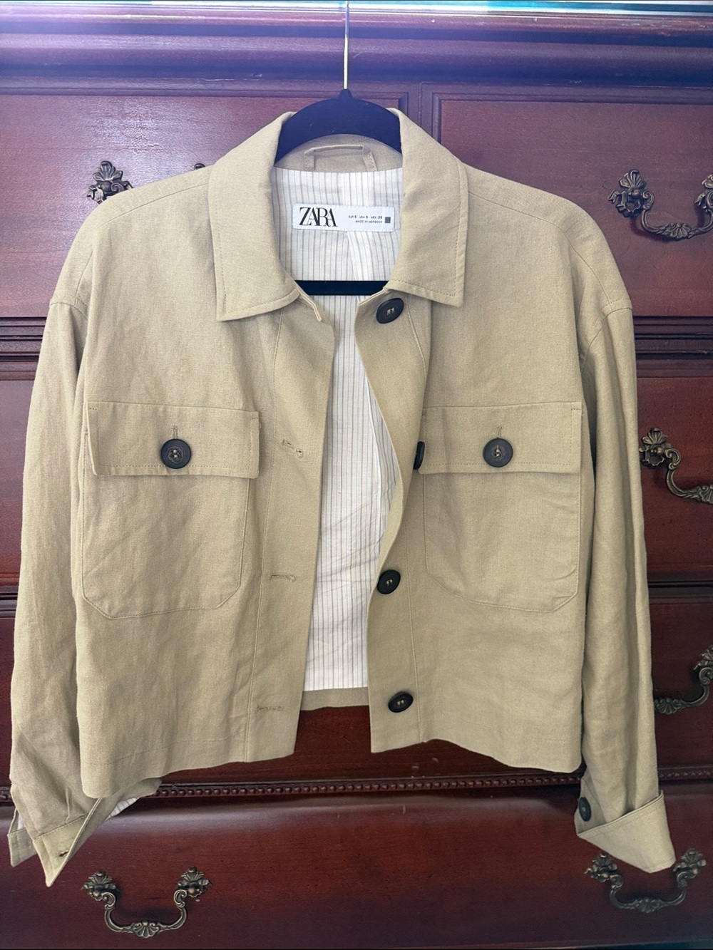 Zara Taupe Utility Crop Jacket